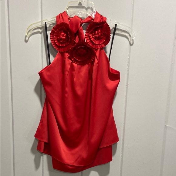 Karlie Tops - Karlie Red Asymmetrical Embellished Tank Top